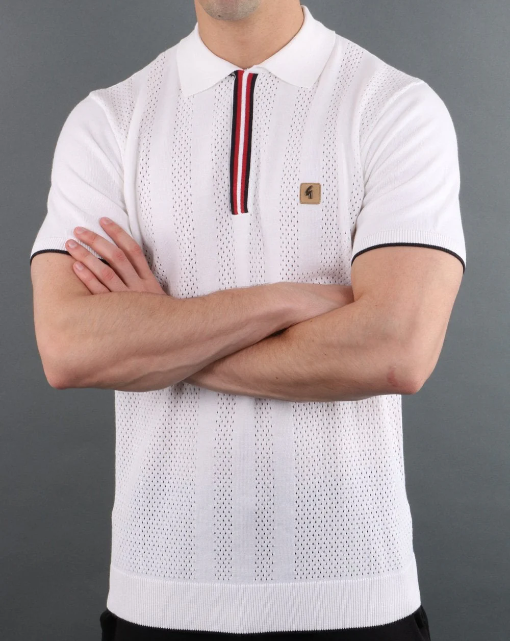 Gabicci Vintage Casino Polo Shirt White - Image 3