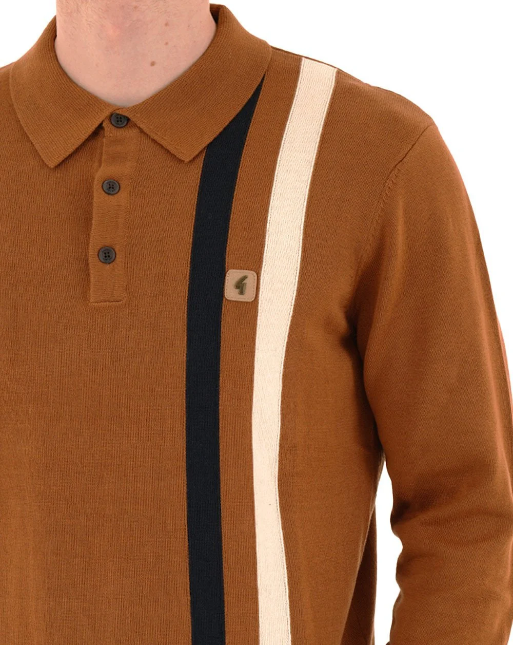 Gabicci Vintage Coltrane Stripe Knit Walnut - Image 2