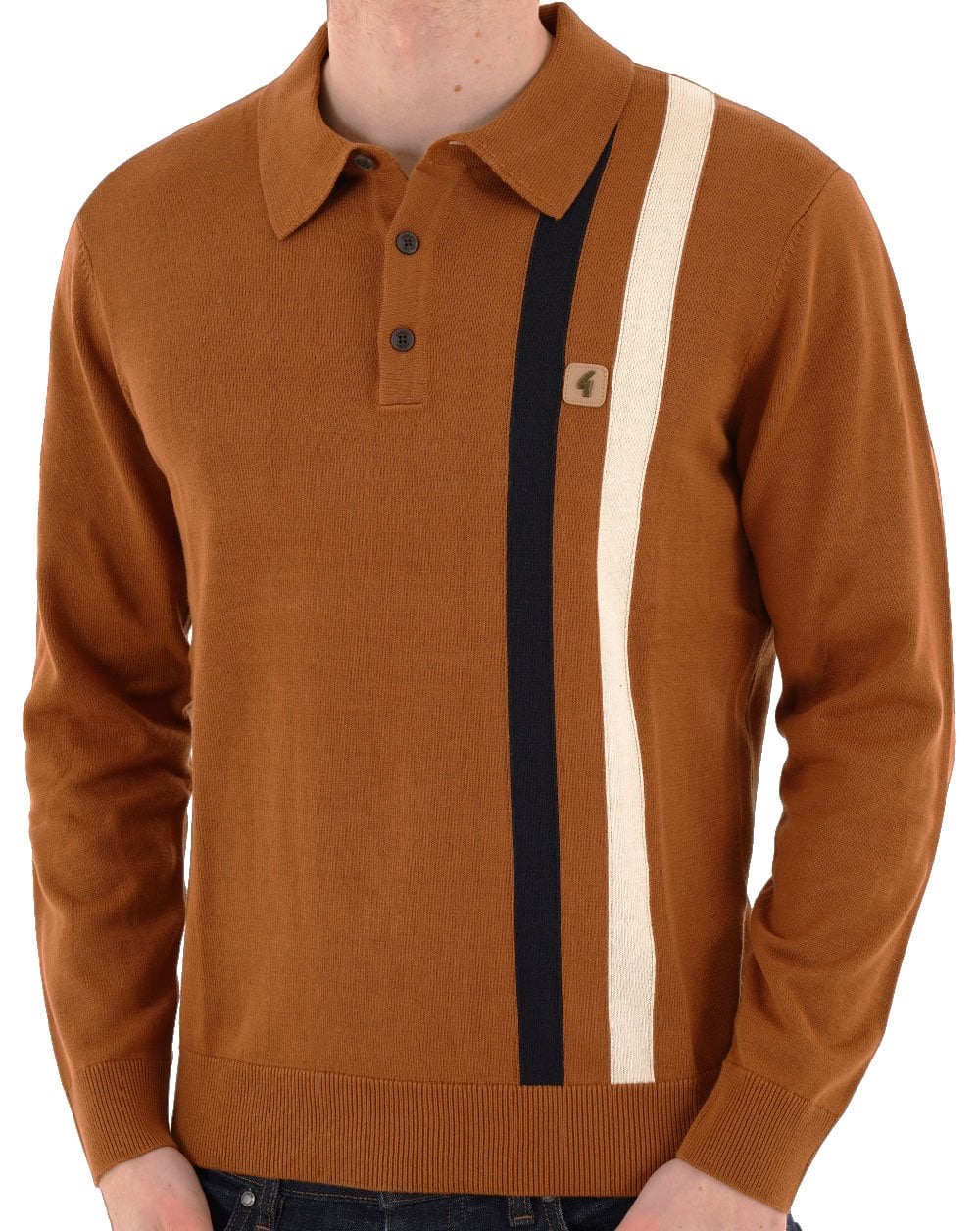 Gabicci Vintage Coltrane Stripe Knit Walnut - Image 3