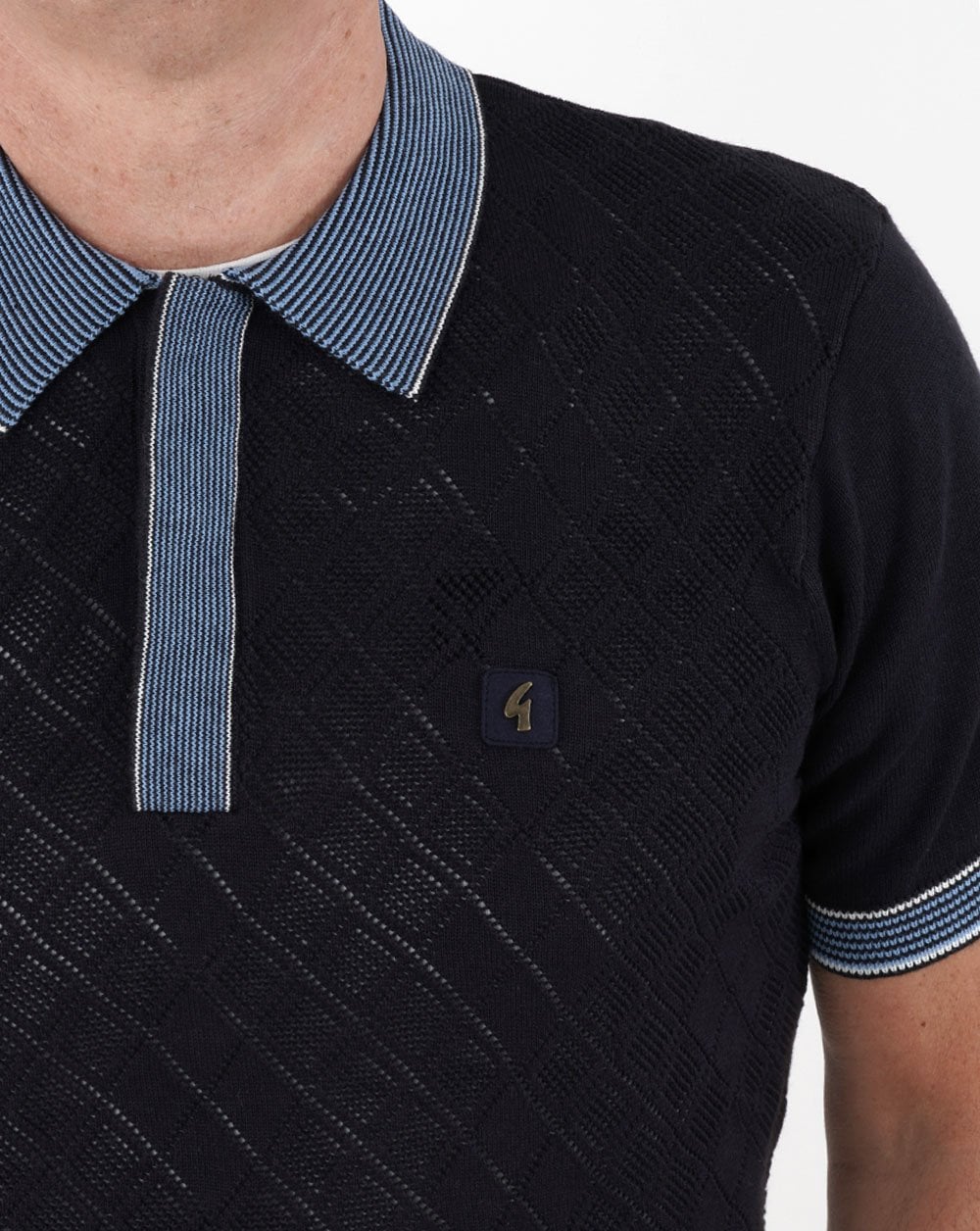 Gabicci Vintage Dafoe Knit Polo Navy - Image 2