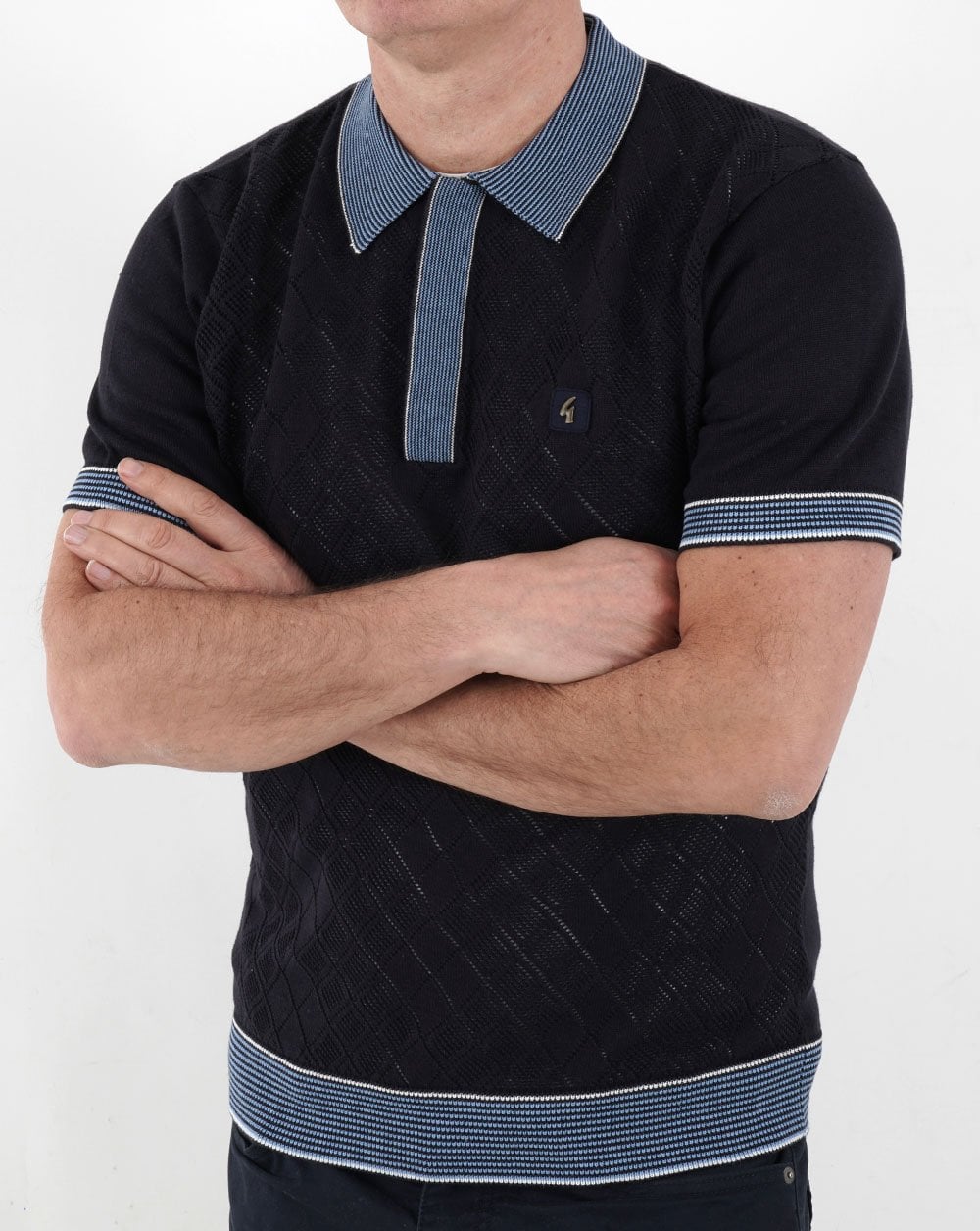 Gabicci Vintage Dafoe Knit Polo Navy - Image 3