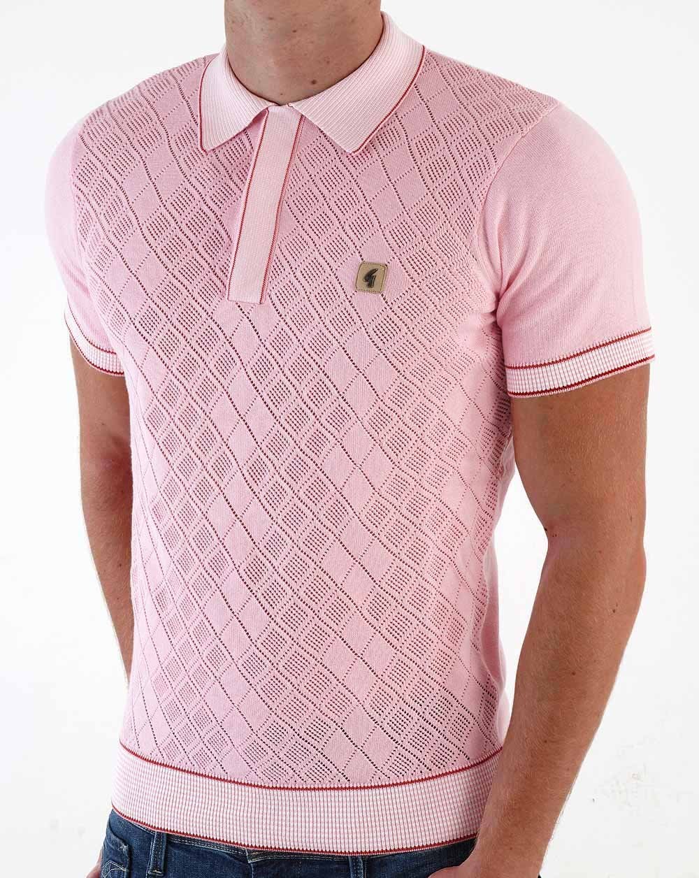 Gabicci Vintage Dafoe Knit Polo Pink - Image 3
