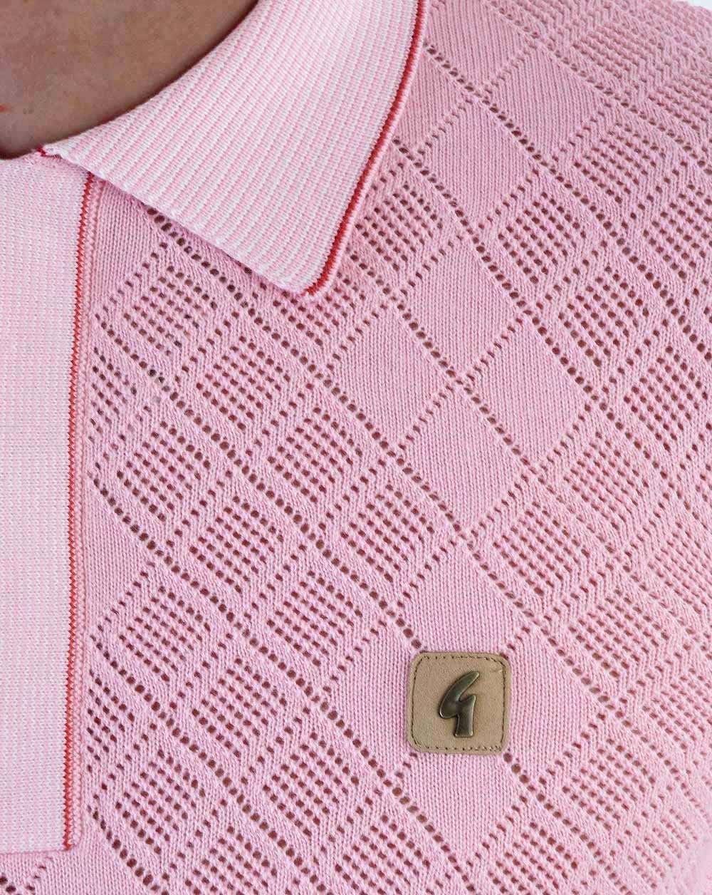 Gabicci Vintage Dafoe Knit Polo Pink - Image 4