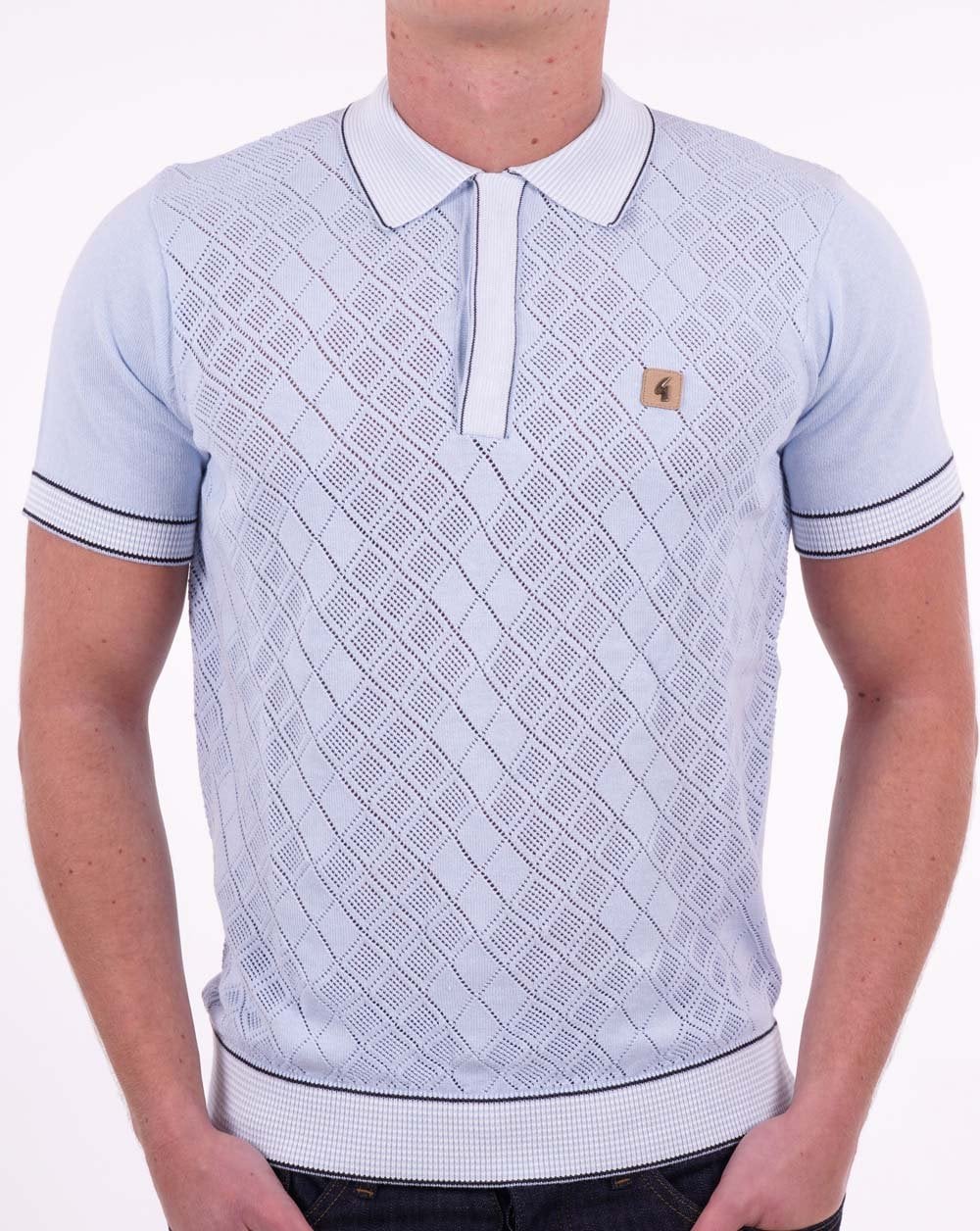 Gabicci Vintage Dafoe Knit Polo Sky - Image 3