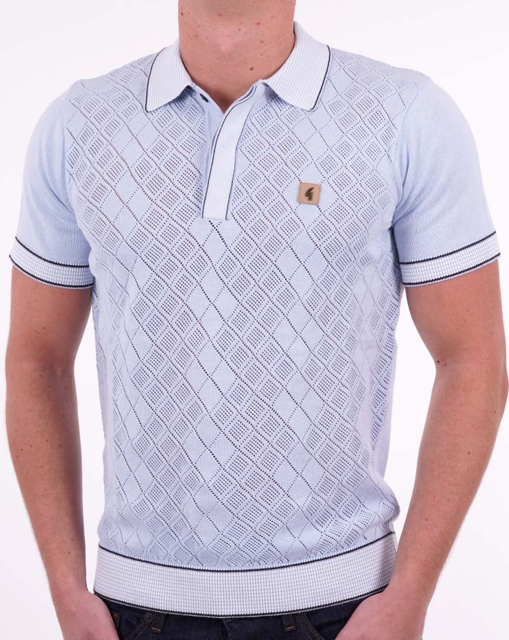 Gabicci Vintage Dafoe Knit Polo Sky - Image 4