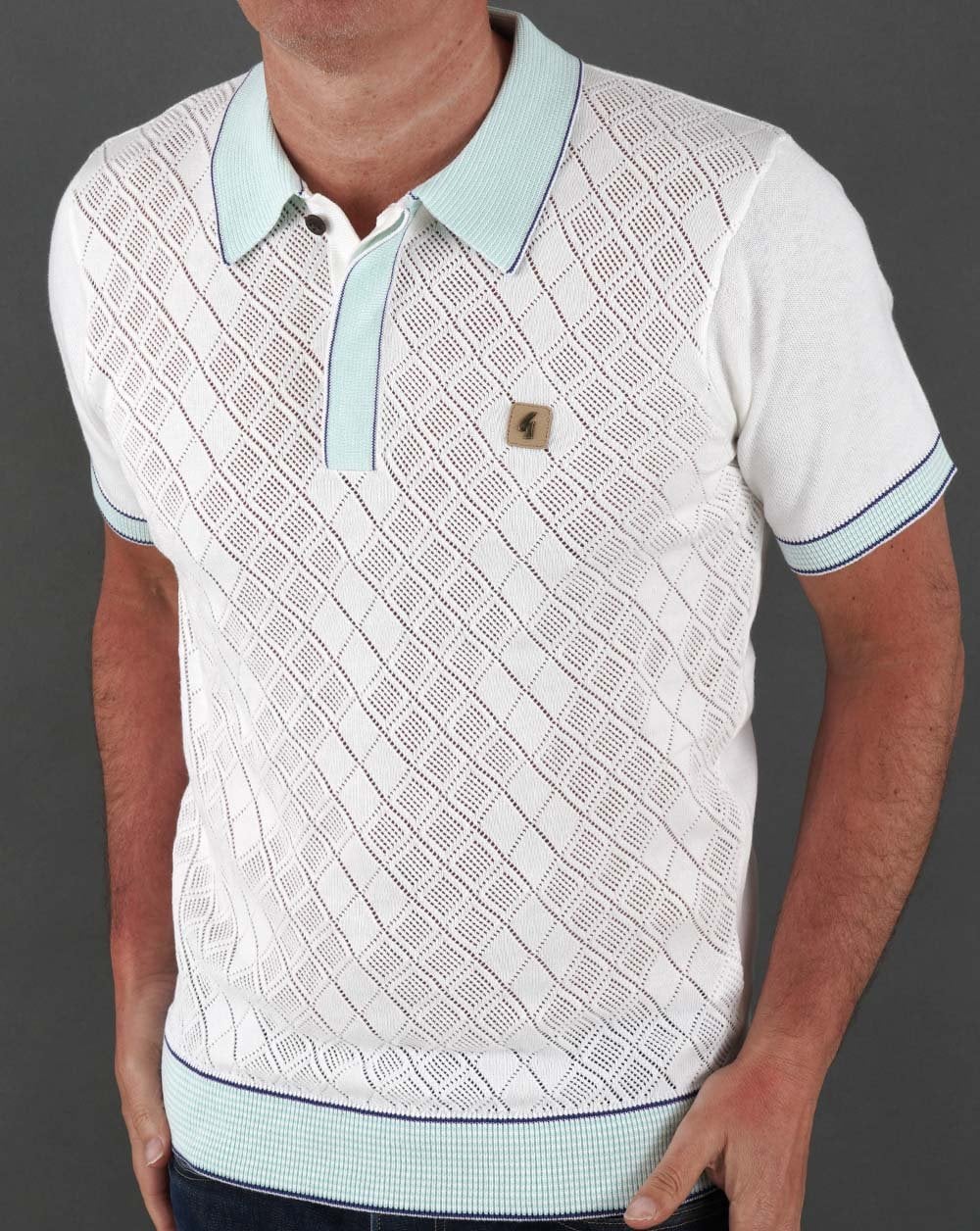 Gabicci Vintage Dafoe Knit Polo White - Image 3