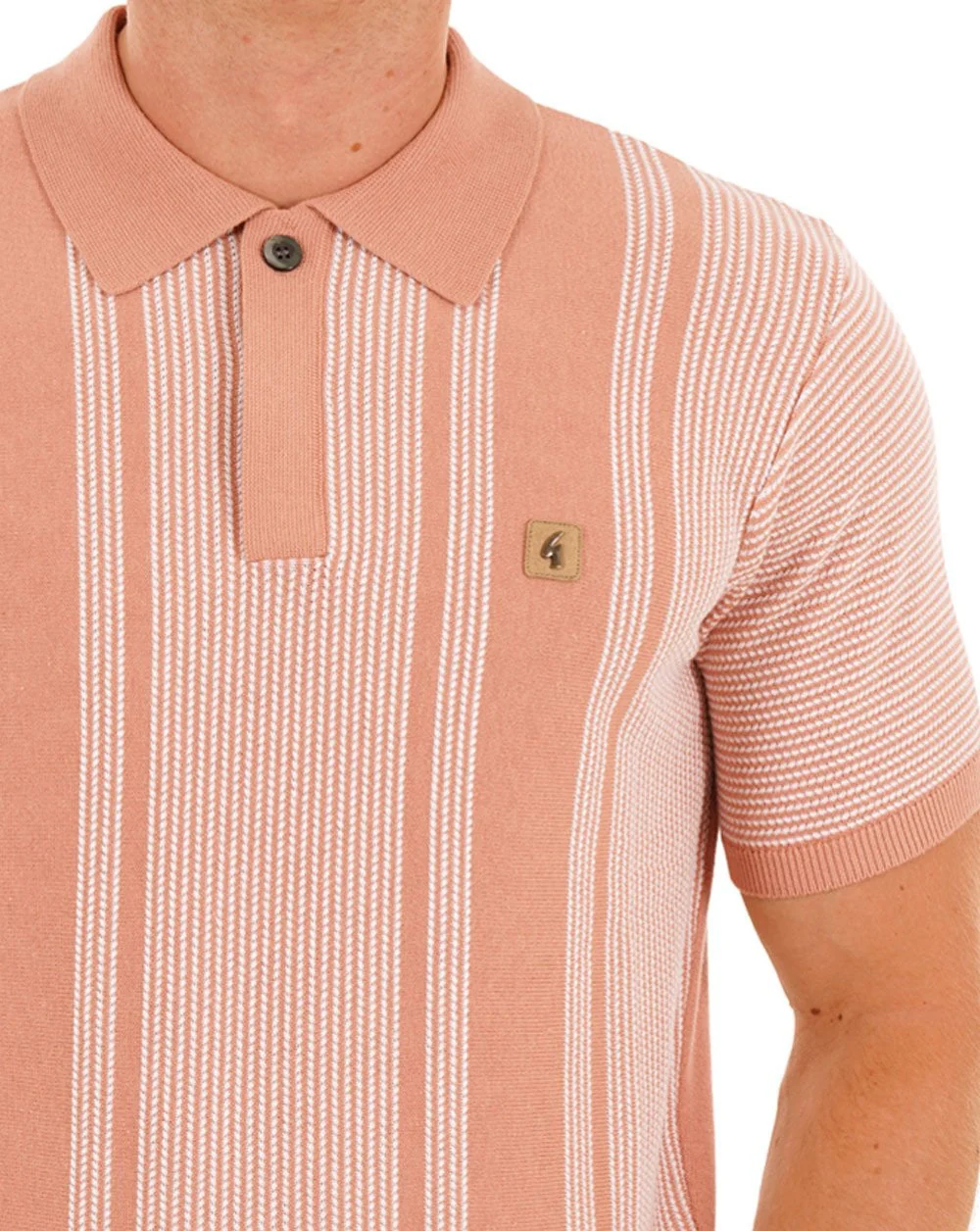 Gabicci Vintage Dante Knitted Polo Peach - Image 2
