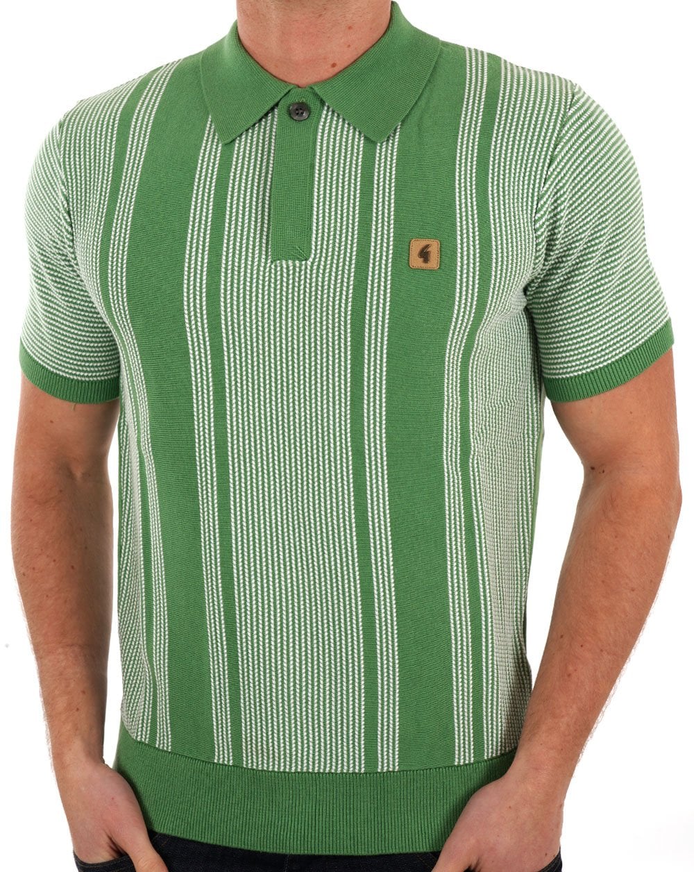 Gabicci Vintage Dante Knitted Polo Verde - Image 2