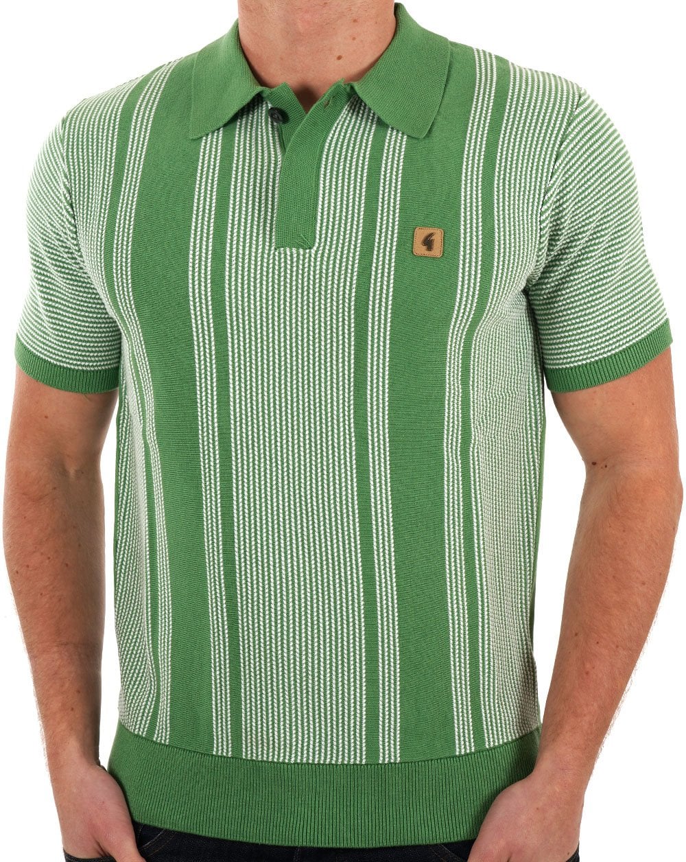Gabicci Vintage Dante Knitted Polo Verde - Image 4
