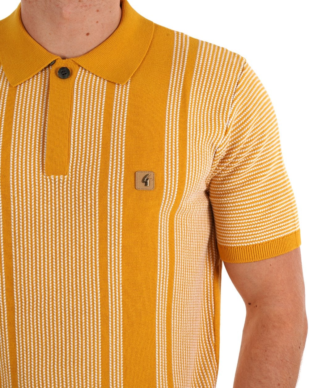 Gabicci Vintage Dante Knitted Polo Yellow - Image 2