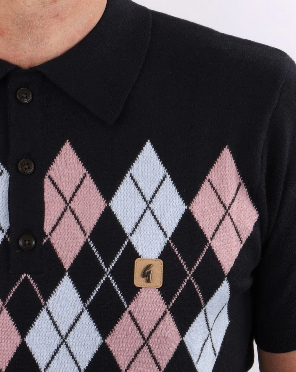 Gabicci Vintage Diamond Argyle Knit Navy - Image 2