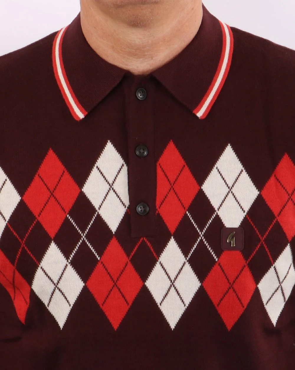 Gabicci Vintage Diamond Knitted Polo Port - Image 2