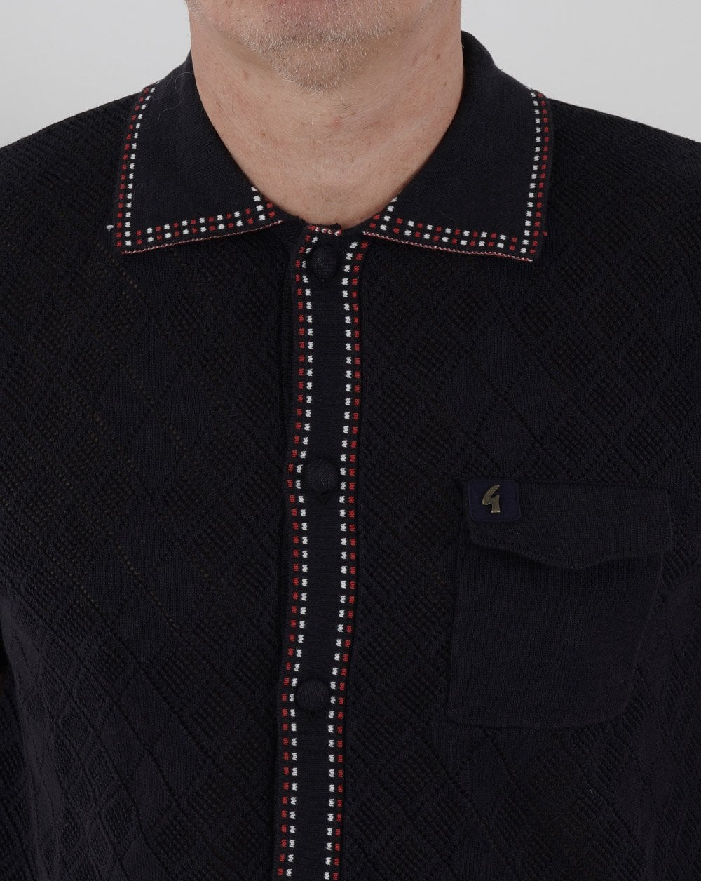 Gabicci Vintage Douglas Knit Polo Navy - Image 2