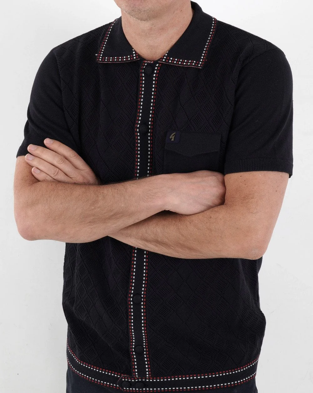 Gabicci Vintage Douglas Knit Polo Navy - Image 3