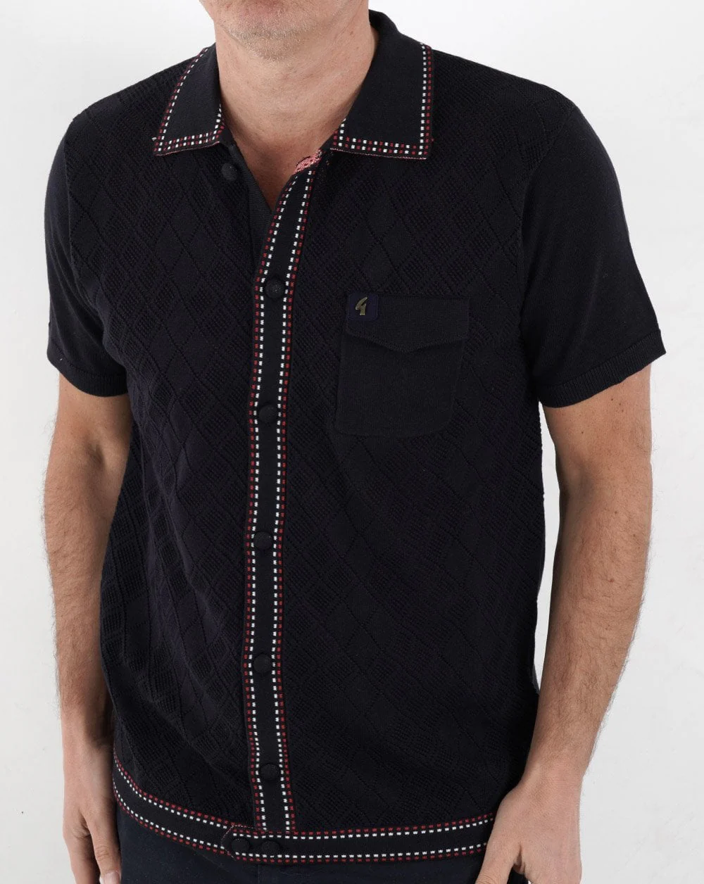 Gabicci Vintage Douglas Knit Polo Navy - Image 4