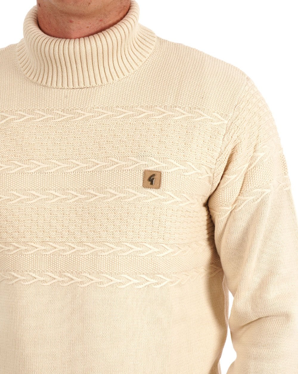 Gabicci Vintage Emilio Roll Neck Knit Cream - Image 2