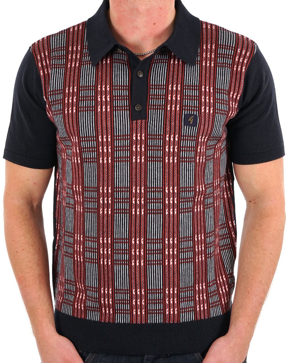 Gabicci Vintage Enrico Knitted Polo Navy - Image 3