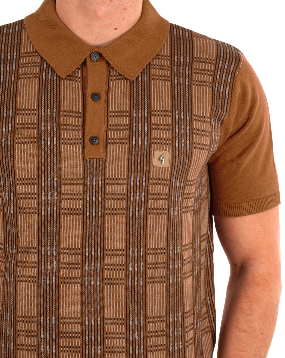 Gabicci Vintage Enrico Knitted Polo Walnut - Image 2
