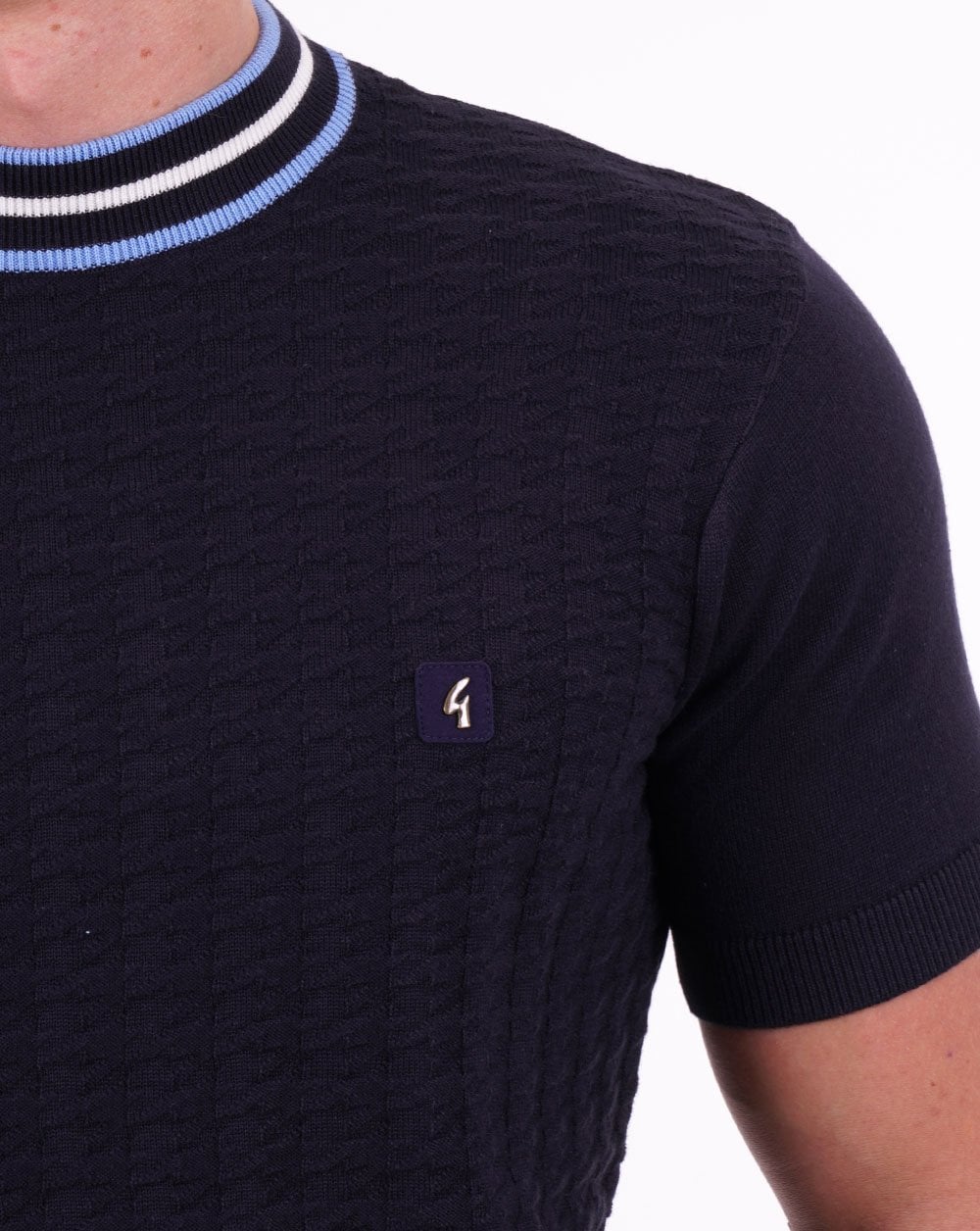 Gabicci Vintage Feltnor Turtle Neck Knit Tee Navy - Image 2
