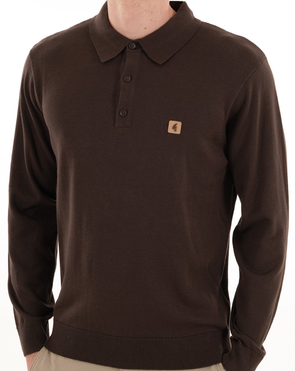 Gabicci Vintage Francesco Knitted Polo DK Brown - Image 2