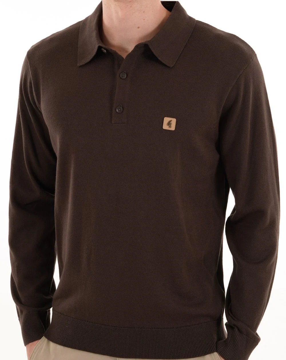 Gabicci Vintage Francesco Knitted Polo DK Brown - Image 3
