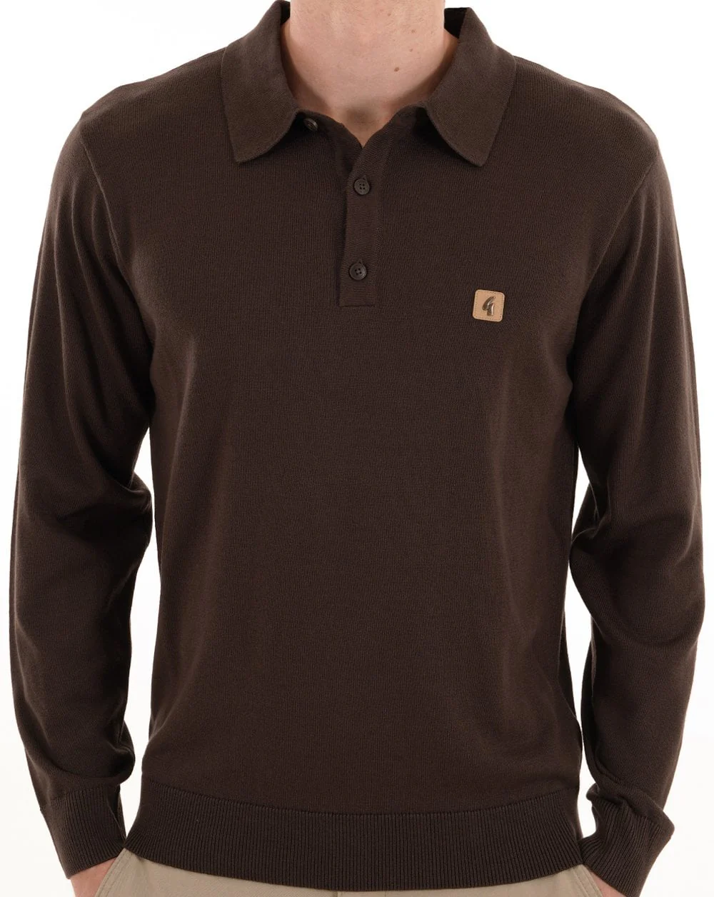 Gabicci Vintage Francesco Knitted Polo DK Brown - Image 4