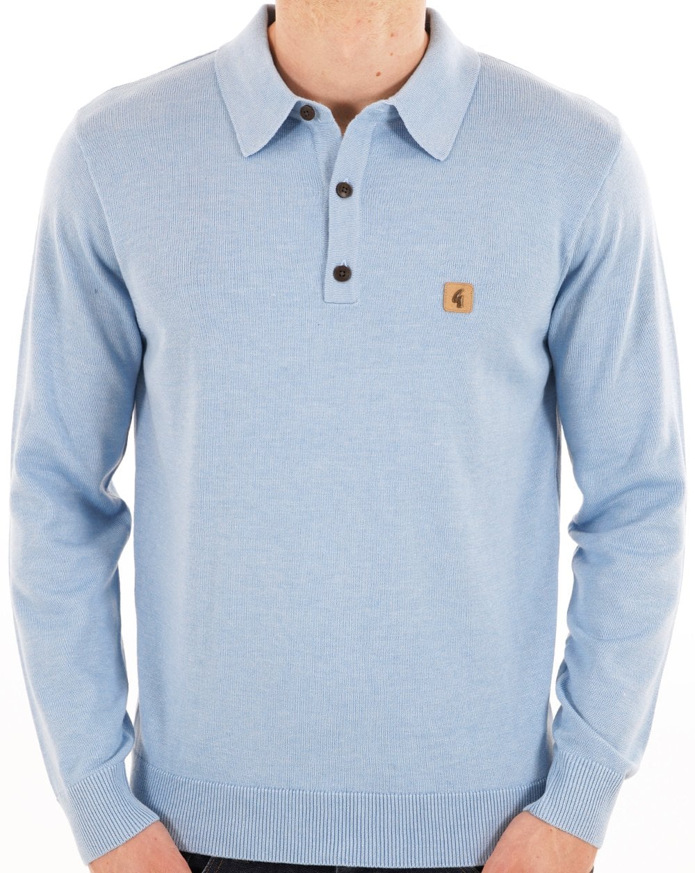 Gabicci Vintage Francesco Knitted Polo Sky Ice - Image 4