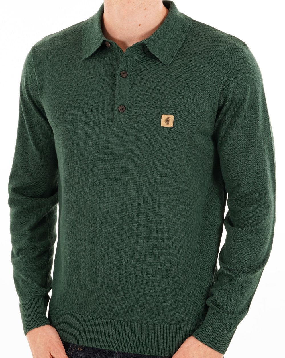 Gabicci Vintage Francesco Knitted Polo Ivy Green - Image 2