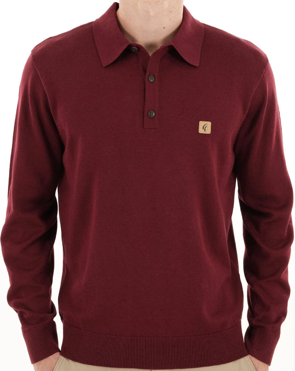 Gabicci Vintage Francesco Knitted Polo Mulberry - Image 4