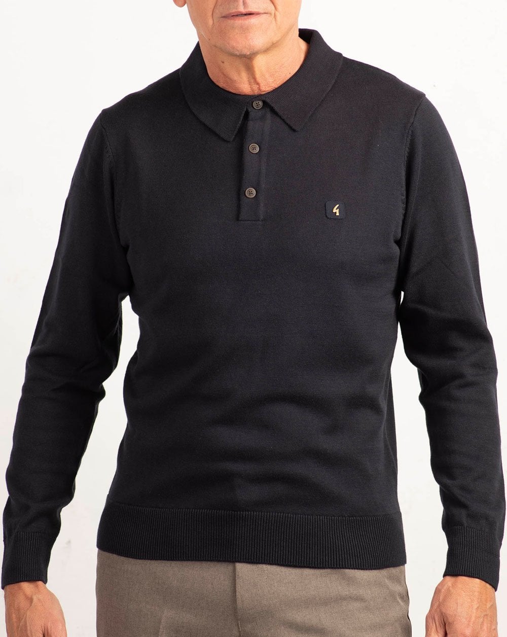 Gabicci Vintage Francesco Knitted Polo Navy - Image 2