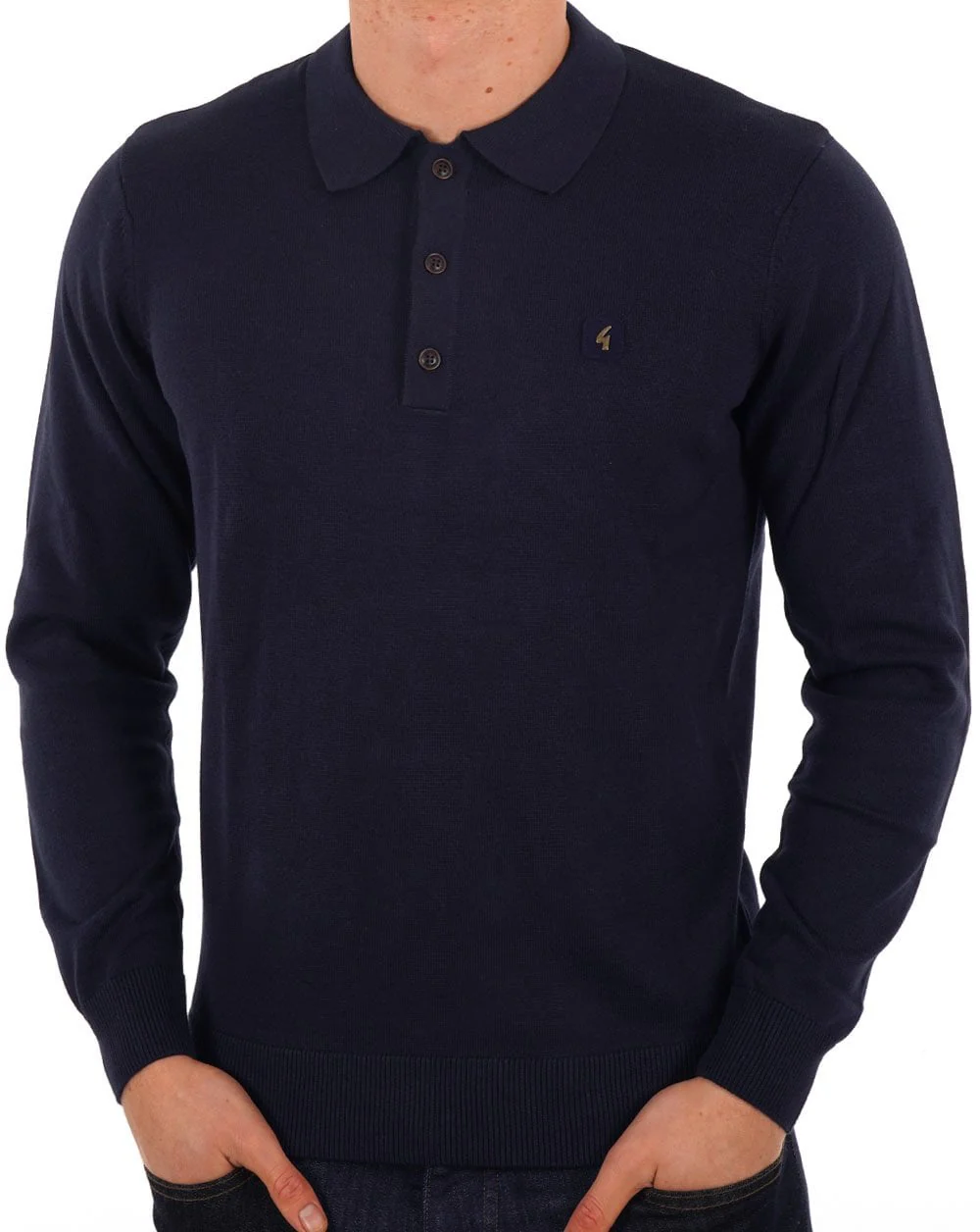 Gabicci Vintage Francesco Knitted Polo Navy - Image 3