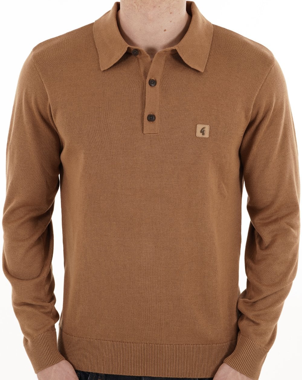 Gabicci Vintage Francesco Knitted Polo Nutmeg - Image 4