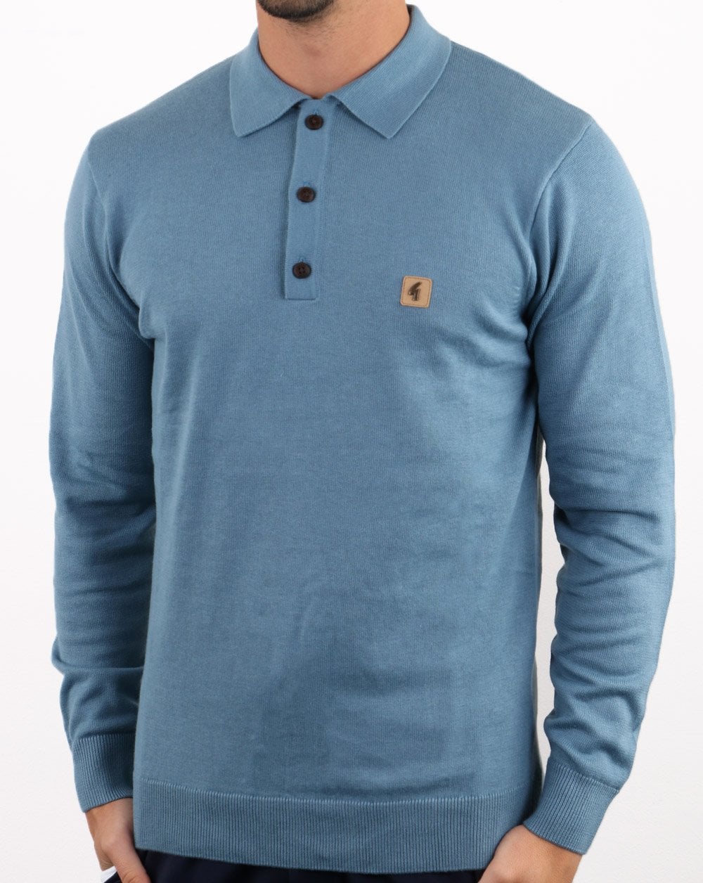 Gabicci Vintage Francesco Knitted Polo Shirt Cadet