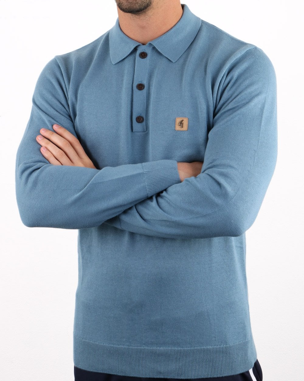 Gabicci Vintage Francesco Knitted Polo Shirt Cadet - Image 2