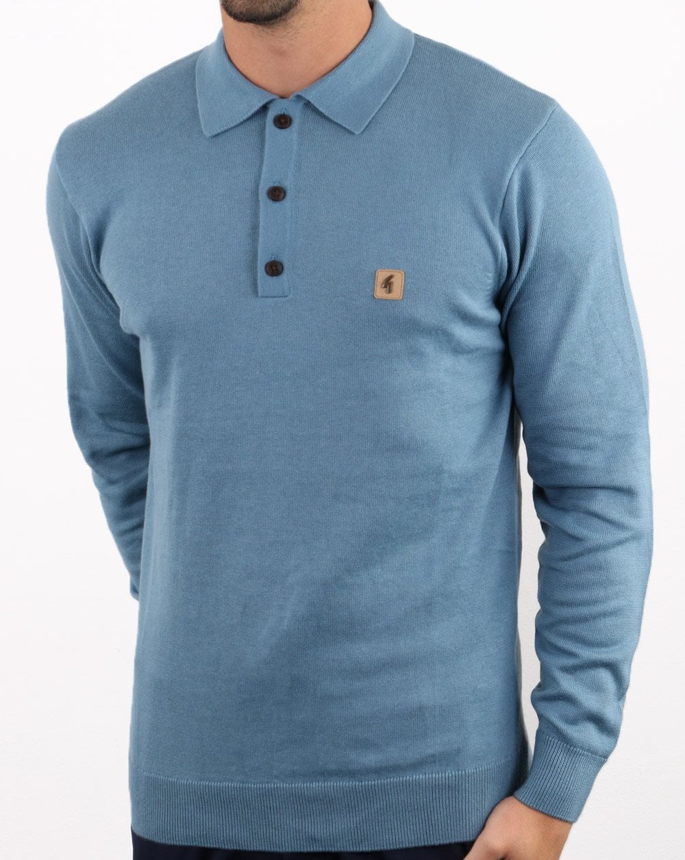 Gabicci Vintage Francesco Knitted Polo Shirt Cadet - Image 3