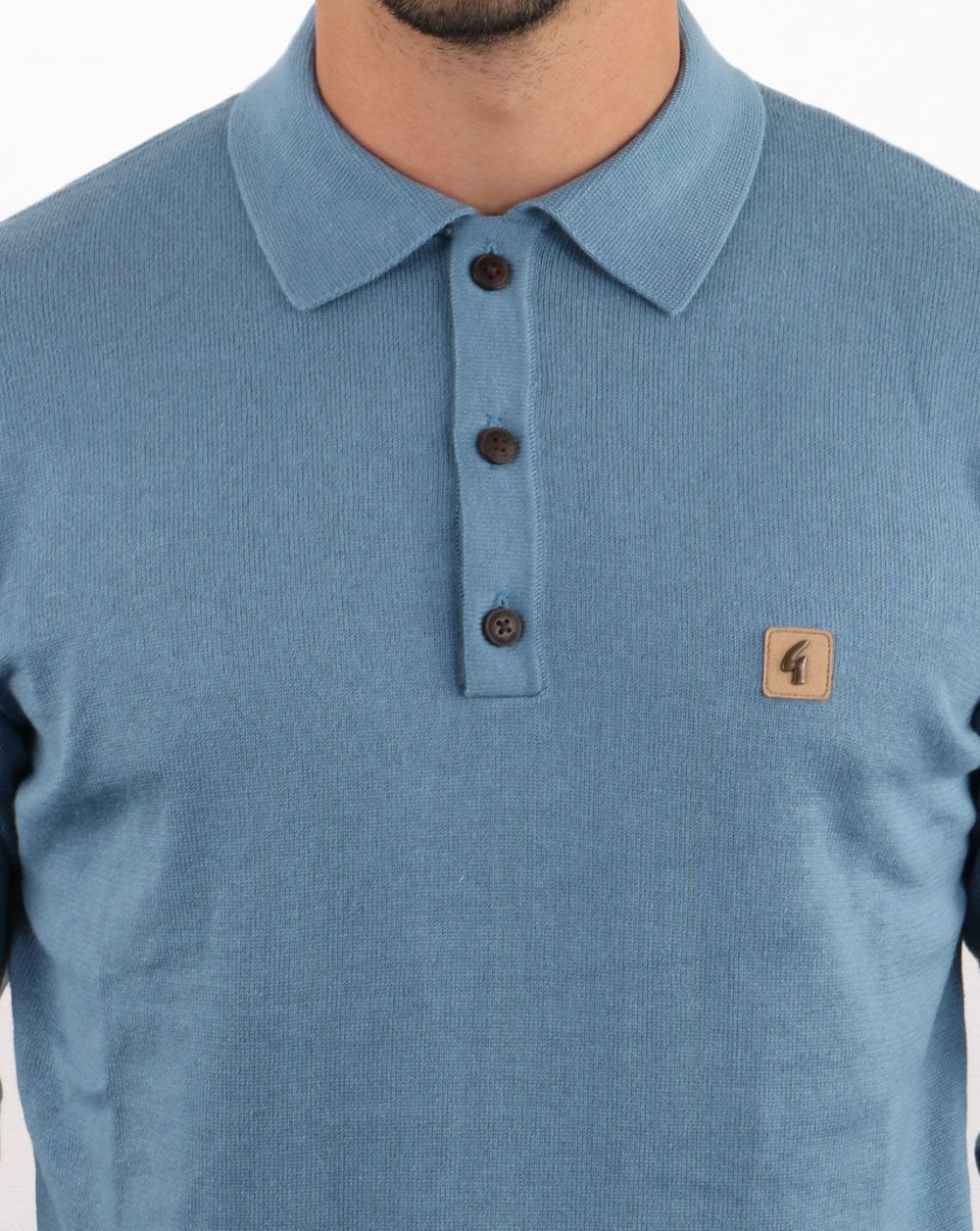Gabicci Vintage Francesco Knitted Polo Shirt Cadet - Image 4