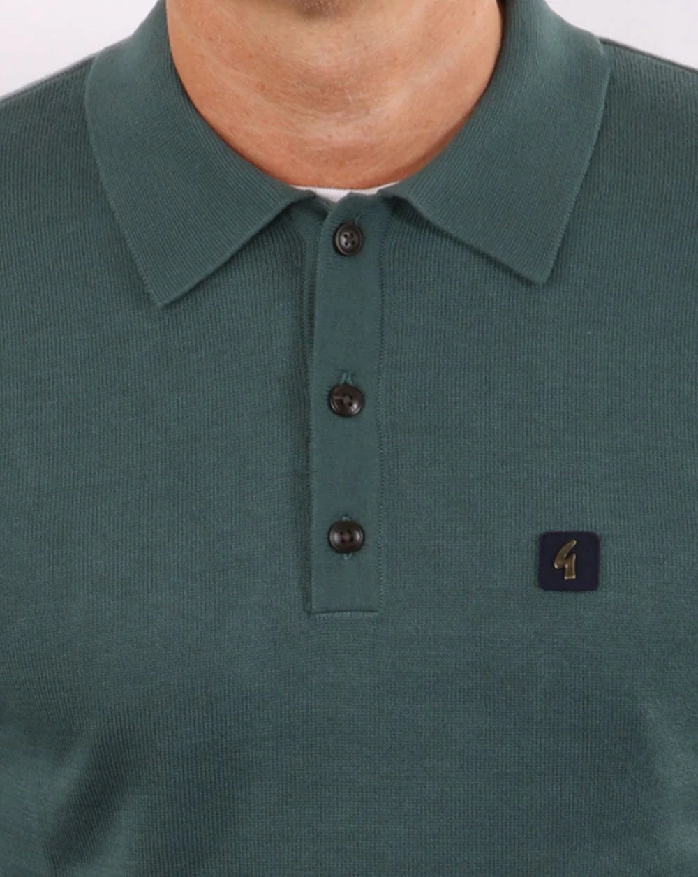 Gabicci Vintage Francesco Knitted Polo Teal Green - Image 2