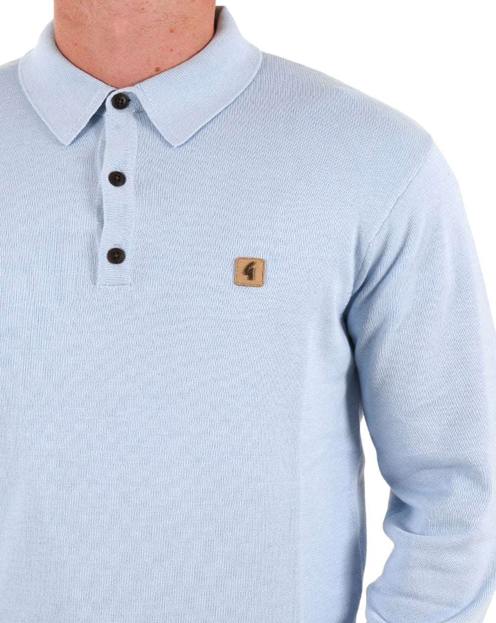 Gabicci Vintage Francesco LS Knitted Polo Sky - Image 2