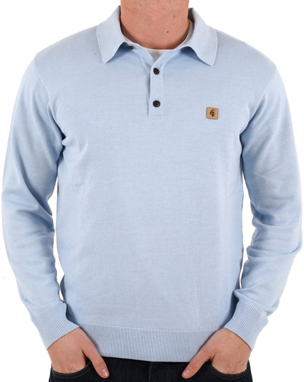 Gabicci Vintage Francesco LS Knitted Polo Sky - Image 3