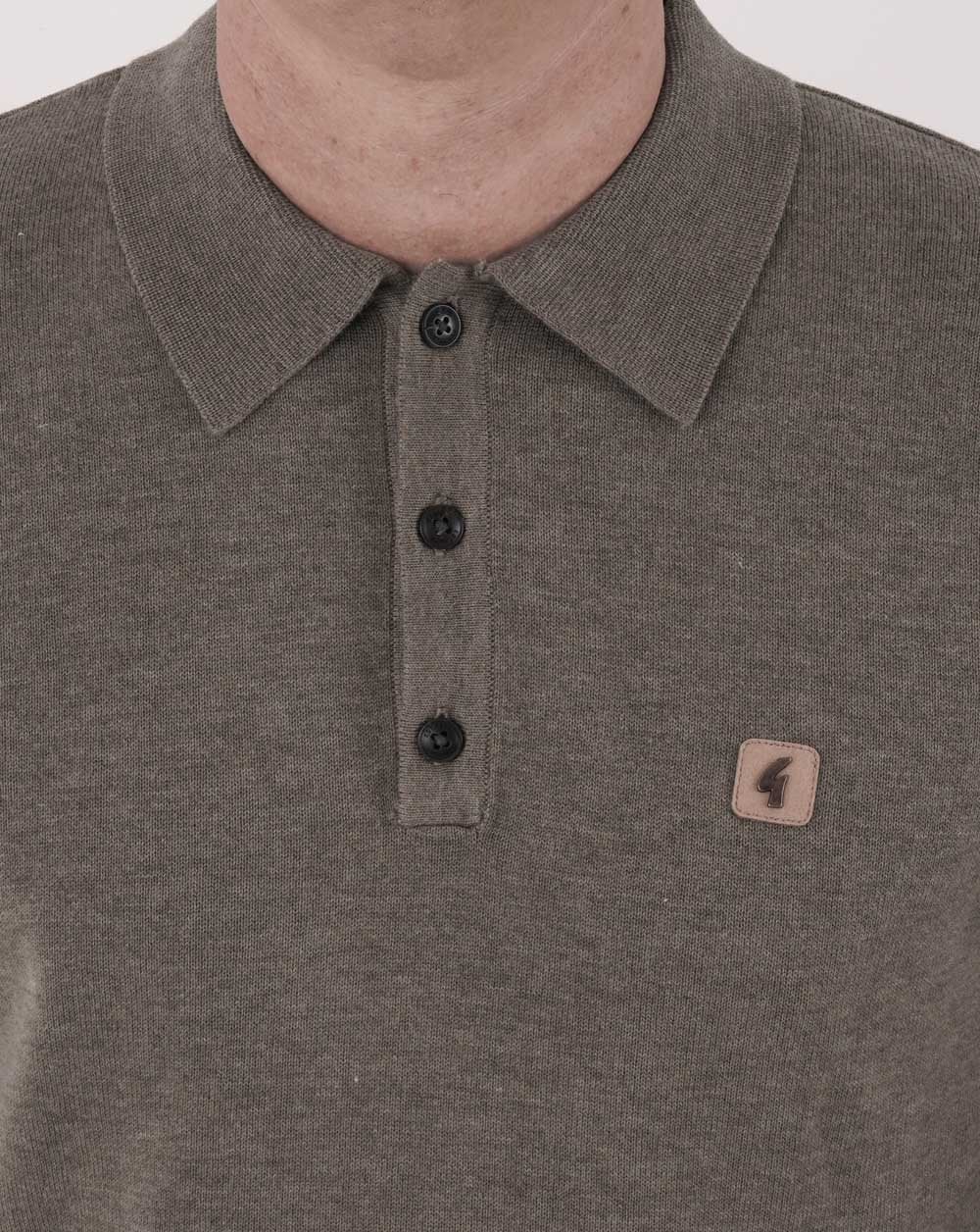 Gabicci Vintage Francesco LS Knitted Polo Elmwood - Image 2