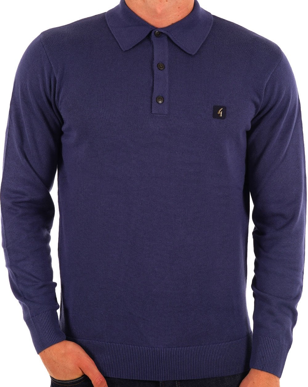 Gabicci Vintage Francesco LS Knitted Polo Insignia Blue