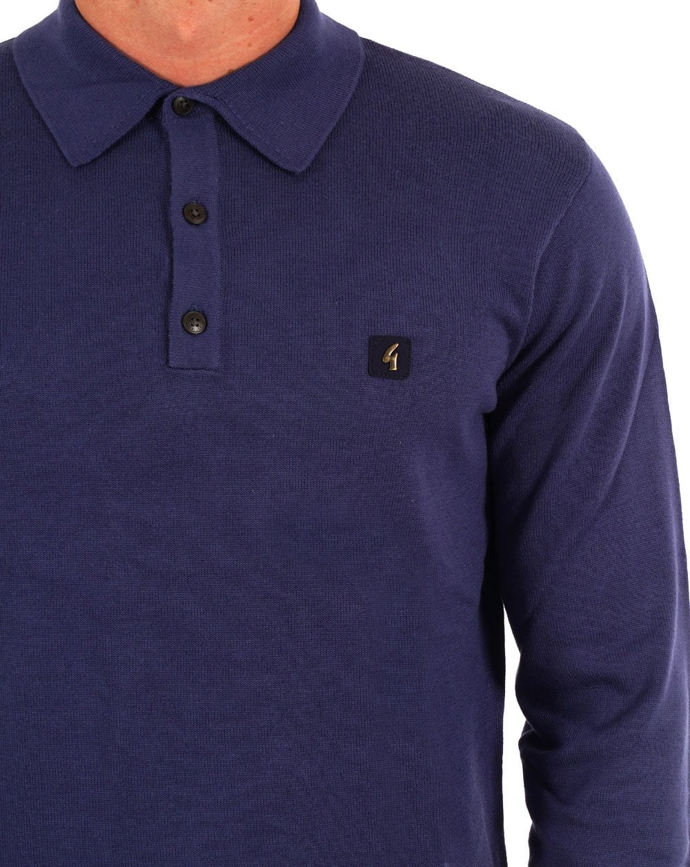 Gabicci Vintage Francesco LS Knitted Polo Insignia Blue - Image 2