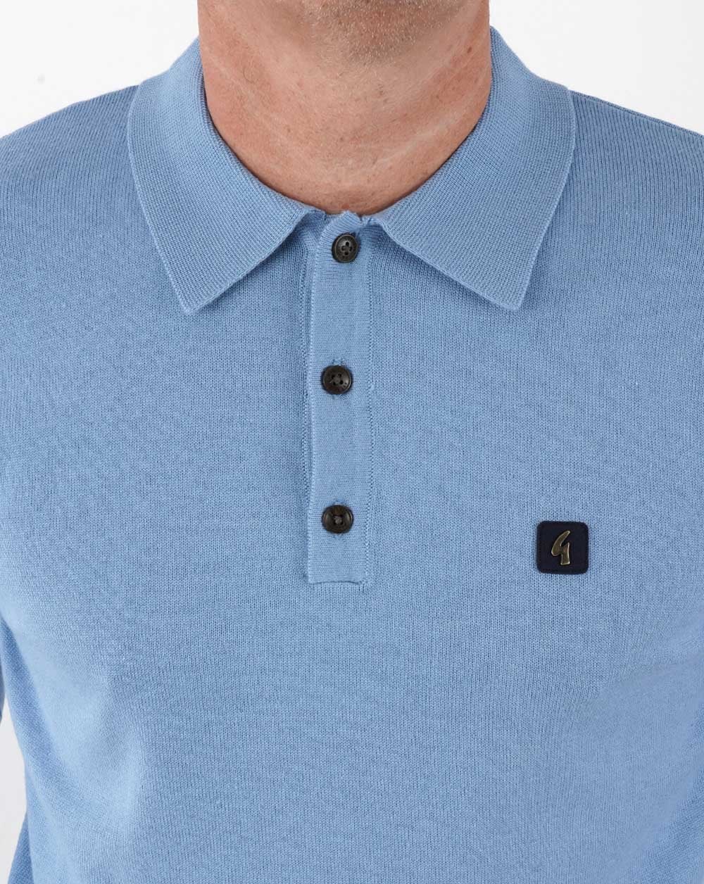Gabicci Vintage Francesco LS Knitted Polo Sky - Image 2