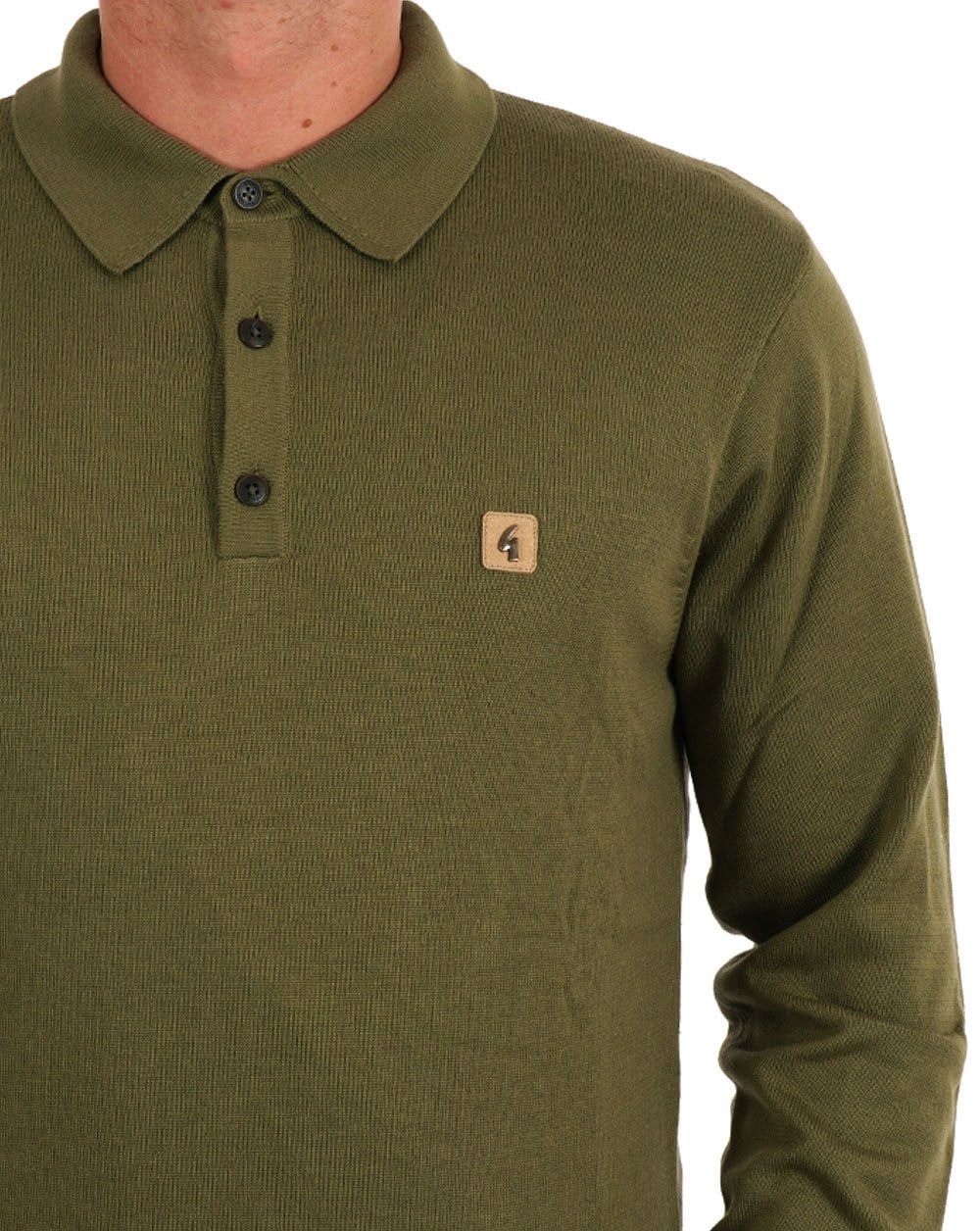 Gabicci Vintage Francesco LS Knitted Polo Spruce Green - Image 2