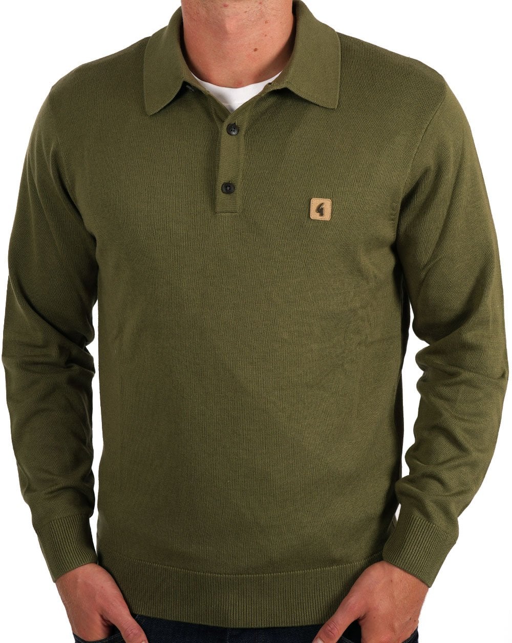 Gabicci Vintage Francesco LS Knitted Polo Spruce Green - Image 3