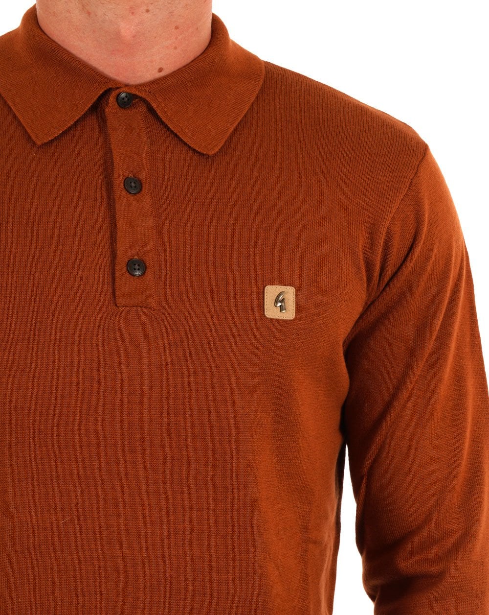 Gabicci Vintage Francesco LS Knitted Polo Toffee - Image 2