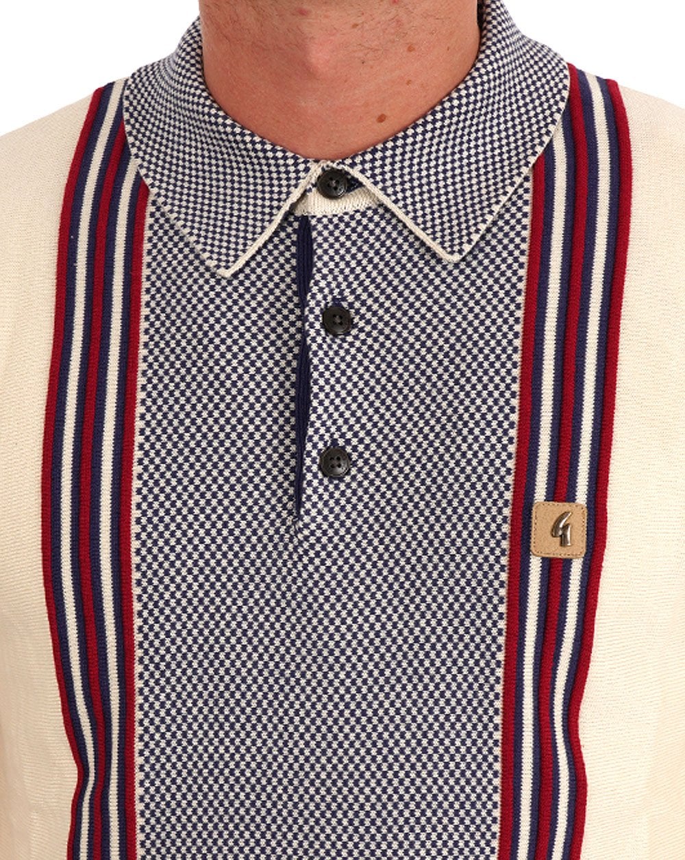 Gabicci Vintage Hadon Knitted LS Polo Cream - Image 2