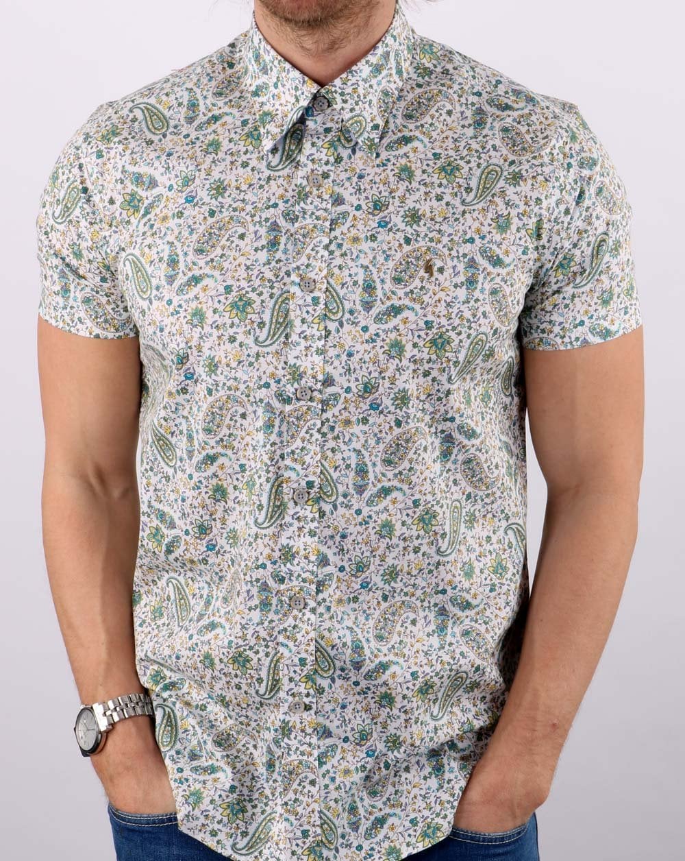 Gabicci Vintage Hanks Shirt Paisley Green