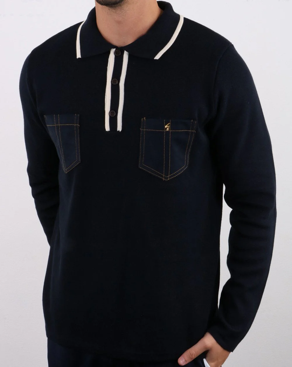 Gabicci Vintage Hatchet Polo Shirt Navy - Image 2