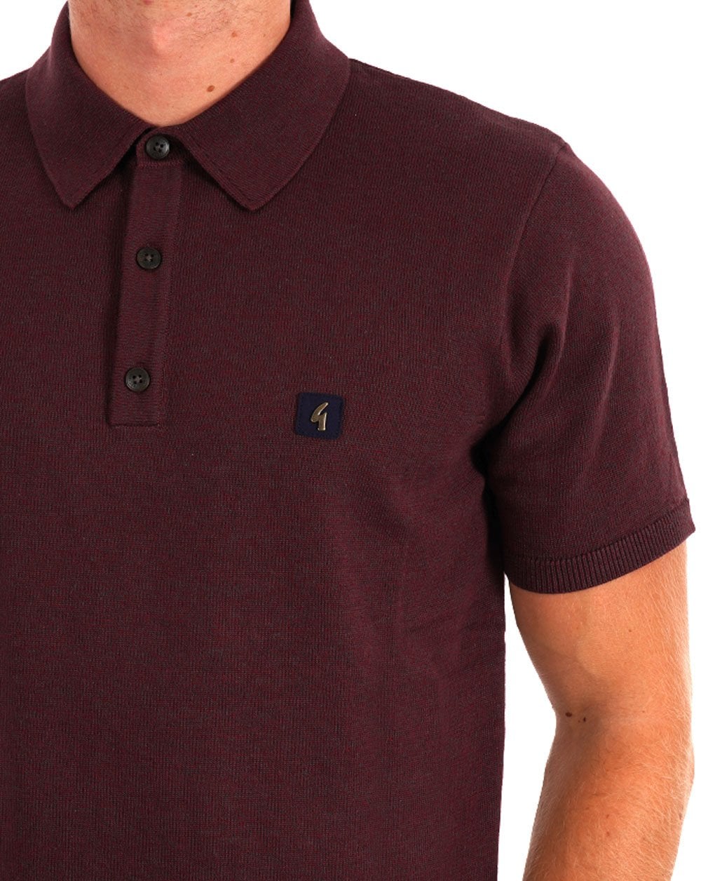 Gabicci Vintage Jackson Knit Polo Berry - Image 2